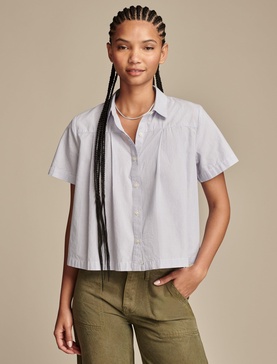 women's pleated button-down shirt