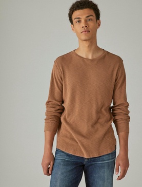 men's garment dye thermal crew