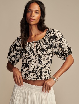 women's gathered poplin top