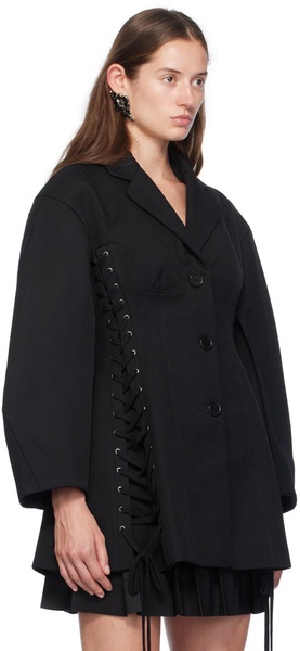 Black Puff Sleeve Sculpted Corset Jacket