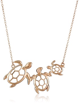 Amazon Essentials Sterling Silver Turtle Family Necklace, 18" , (previously Amazon Collection)