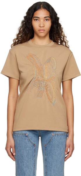 Tan "AB" Embroidered T-Shirt