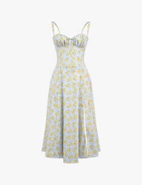 Carmen floral-print stretch cotton-blend midi dress