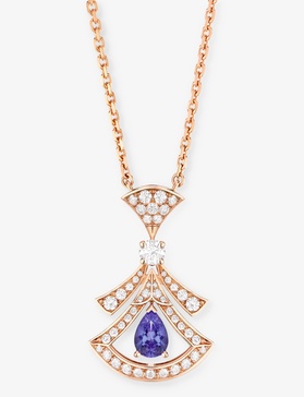 Divas’ Dream 18ct rose-gold, 0.46ct brilliant-cut diamond and tanzanite pendant necklace