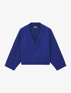 V-neck cropped wool-blend jumper