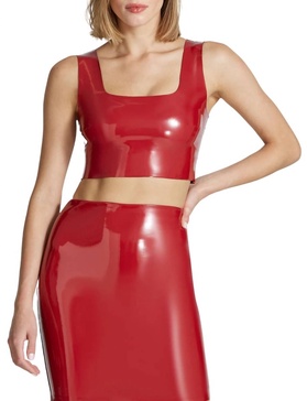 faux patent leather crop top in lava