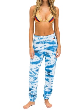 women's hand dyed sweatpant in tie dye blue