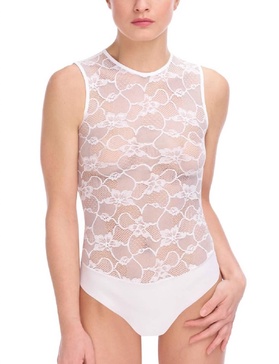 floral lace signature bodysuit in white