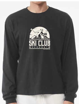 bear ski club long sleeve tee in dark grey