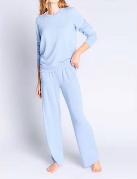 reloved lounge top and pants in ice blue