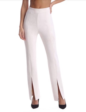 women's faux suede split front pant in bone