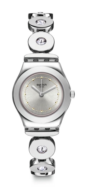 Swatch Women's Time (Core) Swiss Quartz Stainless Steel Strap, Gray, 12 Casual Watch (Model: YSS317G), Grey