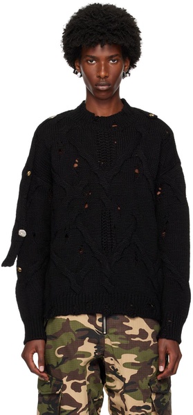 Black Fisherman Button Sweater