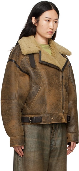 Brown Shearling Leather Jacket