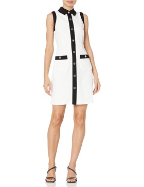 Tommy Hilfiger Women's Sleeveless Collar Knee-length Sheath Scuba Crepe Dress