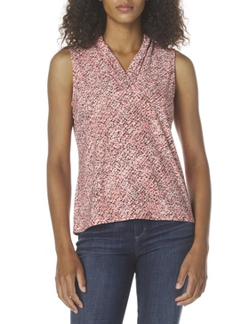 Anne Klein Women's Printed Ity Triple Pleat Top