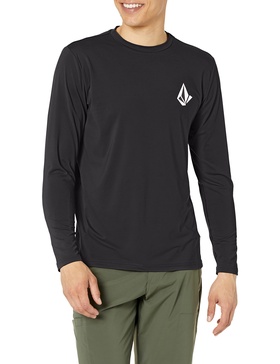 Volcom Men's Standard Taunt UPF 50+ Long Sleeve Loose Fit Rashguard, Black 2, Medium