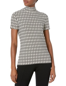 Anne Klein Women's Short Sleeve Mock Neck Top