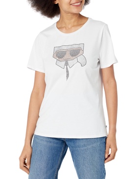 KARL LAGERFELD Women's Sparkle Logo Tee