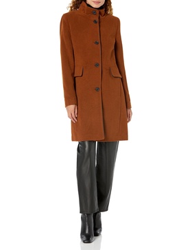 DKNY Women's Stand Collar Wool Coat