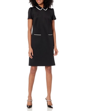 KARL LAGERFELD Women's Ruffle Collar Short Sleeve Dress