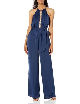 Ramy Brook Womens Spike Embellished Satin JumpsuitJumpsuit