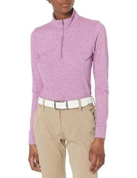 Greg Norman Women's L/S Peached Heather 1/4 Zip Mock