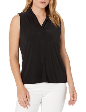 Anne Klein Women's Solid Triple Pleat Top