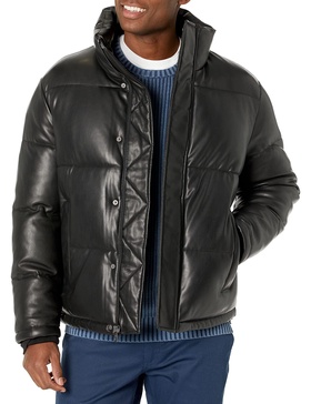 Calvin Klein Men's Classic Faux Leather Puffer