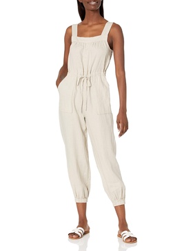 DKNY womens Drawstring Jumpsuit Cropped Wide Leg Jumpsuit