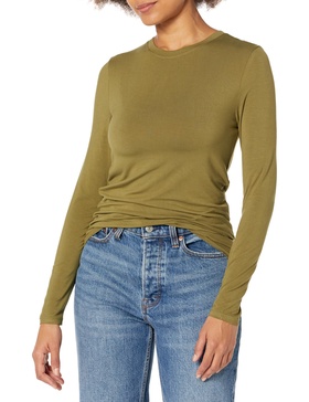 BCBGMAXAZRIA Women's Fitted Top Long Sleeve Crew Neck Knit Shirt