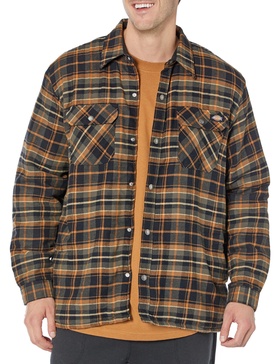 Dickies Men's High Pile Fleece Lined Flannel Shirt Jacket