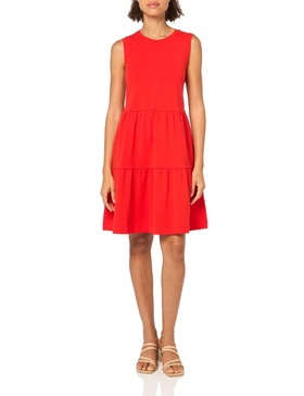 DKNY Women's Tiered Jewel Neck Sleeveless Dress