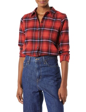 Amazon Essentials Women's Brushed Flannel Boyfriend Tunic (Previously Goodthreads)