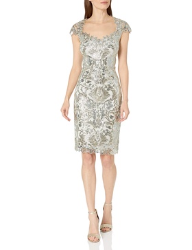 Tadashi Shoji Women's Cap Sleeve Dress with Sequin Lace