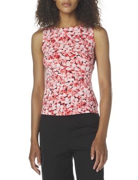 Anne Klein Women's Plus Size Printed Ity Side Pleat Scoop Nk Tank