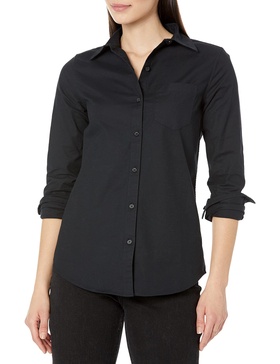 Amazon Essentials Women's Long Sleeve Button Down Stretch Oxford Shirt (Available in Plus Size)