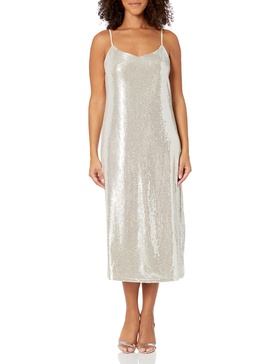 Anne Klein Women's Metallic Knit Cami Midi Dress