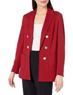 Anne Klein Women's Faux Double Breasted Patch Pocket Jacket