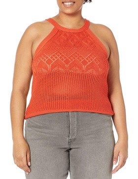 7 For All Mankind Women's Crochet Front Tank Denim Tiger Lily