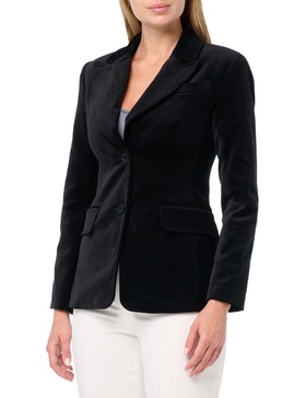 BCBGMAXAZRIA Women's Long Sleeve V Neck Velvet Blazer Jacket