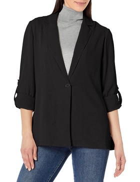 Adrianna Papell Women's Roll Sleeve One Button Blazer