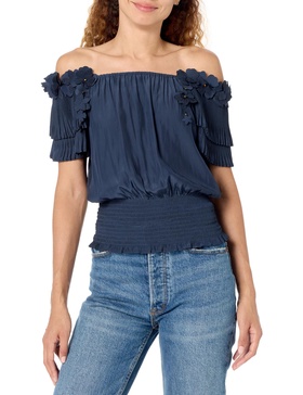 Ramy Brook Women's Braelynn Floral Embellished Off Shoulder Top