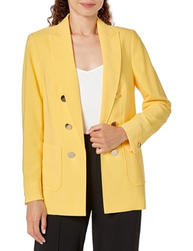 Anne Klein Women's Faux Double Breasted Jacket with Patch P