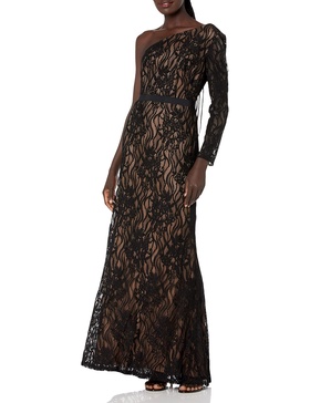 Tadashi Shoji Women's One Shldr L/S Lace Gown