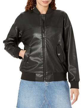 The Drop Women's Iman Loose Fit Vegan Leather Bomber