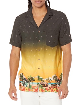 GUESS Men's Short Sleeve Hawaiian Shirt