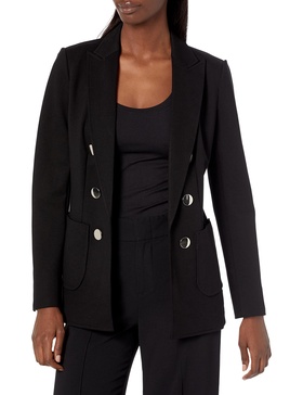 Anne Klein Women's Faux Double Breasted Patch Pocket Jacket