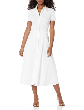 Theory Women's Short-Sleeved Button Down Midi Dress