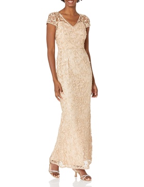 Adrianna Papell Women's Metallic Embroidery Gown